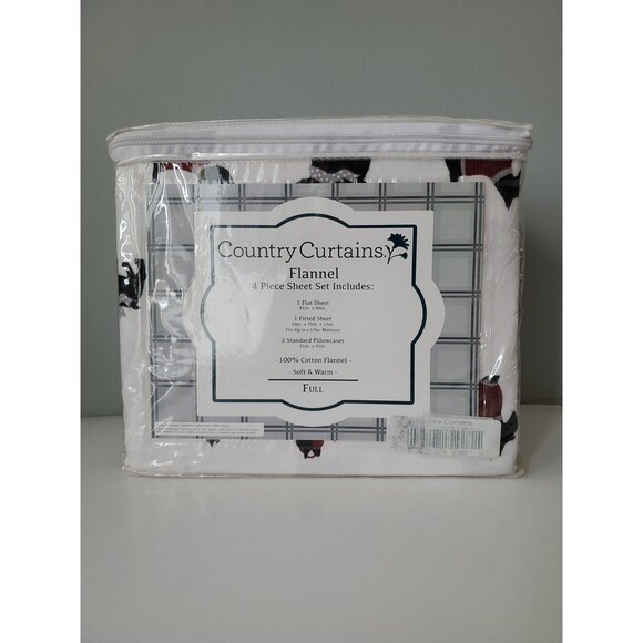 Country Curtains 100% Cotton Soft and Warm 4 PC Dog Print Full Flannel Sheet Set